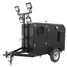 Flagro FVO-400LTRC Indirect Fired Heater Trailer with 390,000 BTU, Generator, and Light Tower