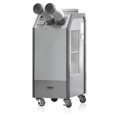 Airrex HSC-14R compact 1.2-ton spot cooler with R-454B refrigerant, featuring dual flexible ducts, digital controls, and caster wheels for mobility