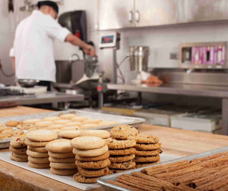 Baker working in a bakery that is cooled by an Airrex HWC-19R