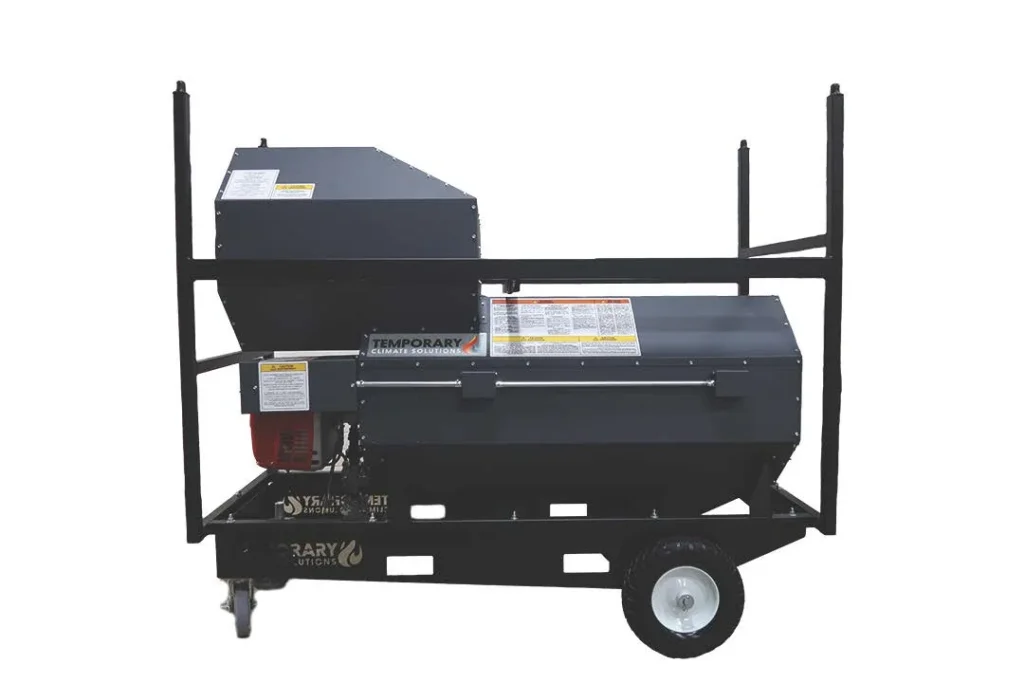 HCI-600D indirect-fired fuel oil heater with bulk fuel tank — 550,000 BTU, 6,000 CFM