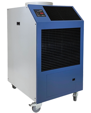 OceanAire 20ACH3634 Deluxe Portable Heat Pump and Spot Cooling Commercial Air Conditioner with 460V three-phase power, scroll compressor, and heavy-duty casters.
