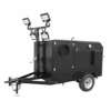 Trailer-mounted indirect-fired heater unit Flagro FVO-400LTRC in black enclosure