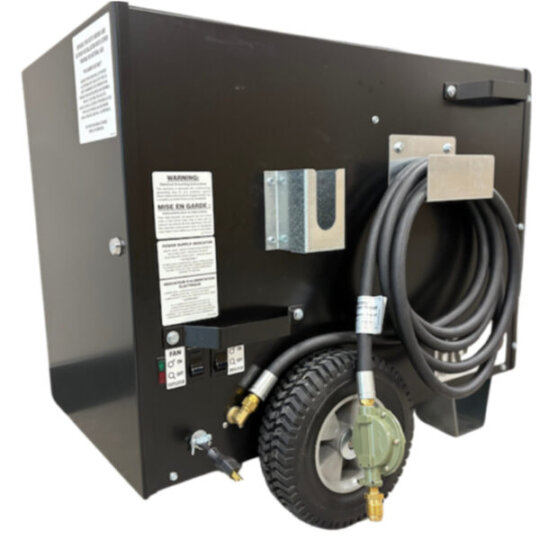 Indirect fired tent heater with ductable warm air outlet – portable industrial heating unit from Climate Control Solutions