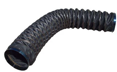 Black 12-inch diameter by 25-foot long flexible ducting with pin-lock connector, for construction heater use.