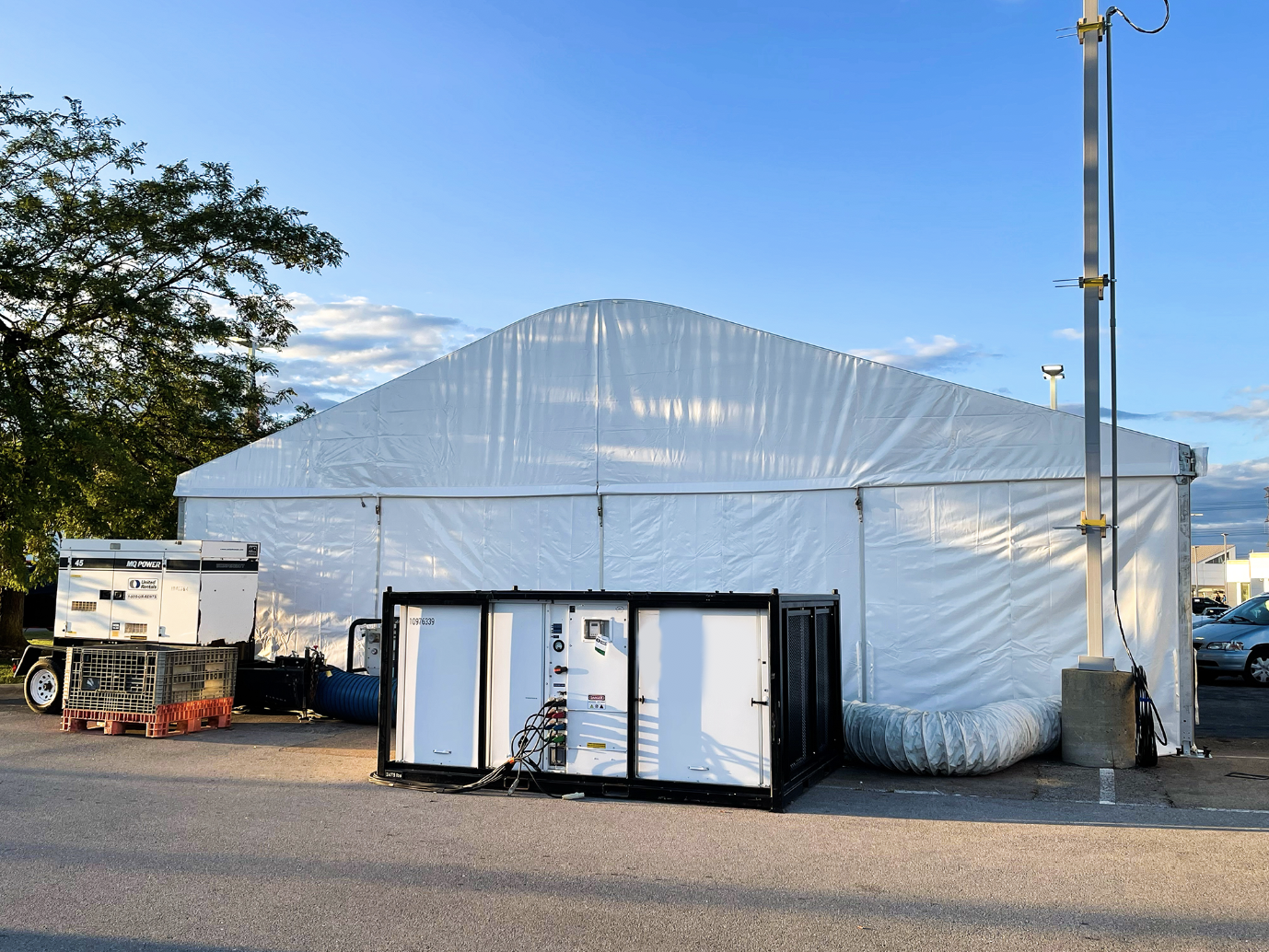 Outdoor event tent cooled with portable air conditioners and evaporative coolers from Climate Control Solutions