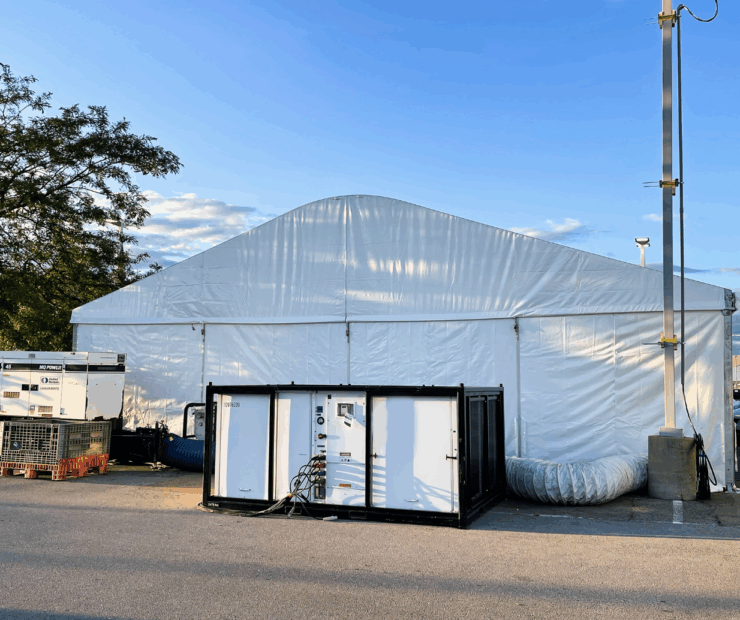 Outdoor event tent cooled with portable air conditioners and evaporative coolers from Climate Control Solutions